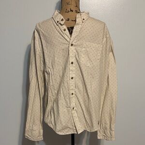 Men's Cream Polka Dot Button-Down Shirt
